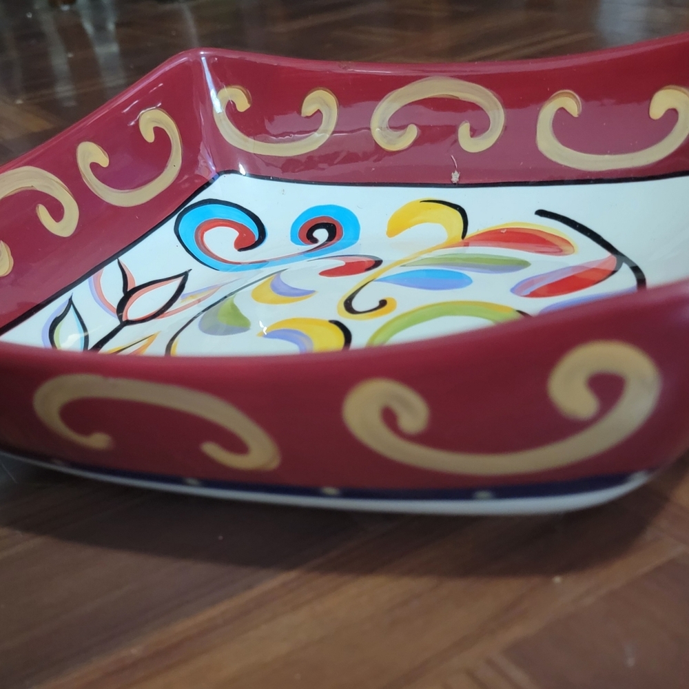 Mediterranean Swirl Square Bowl Hand